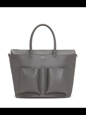 Matt & Nat Gray Structured Tote Bag with Front Pockets